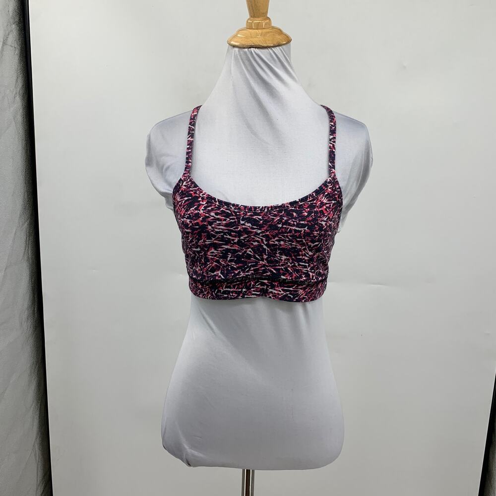 Lululemon Sports Bra Womens 6 Get Strappy Ripple Boom Juice Triangular Mesh
